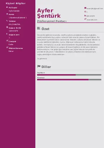 Pastacı Cv Örnekleri cv indir